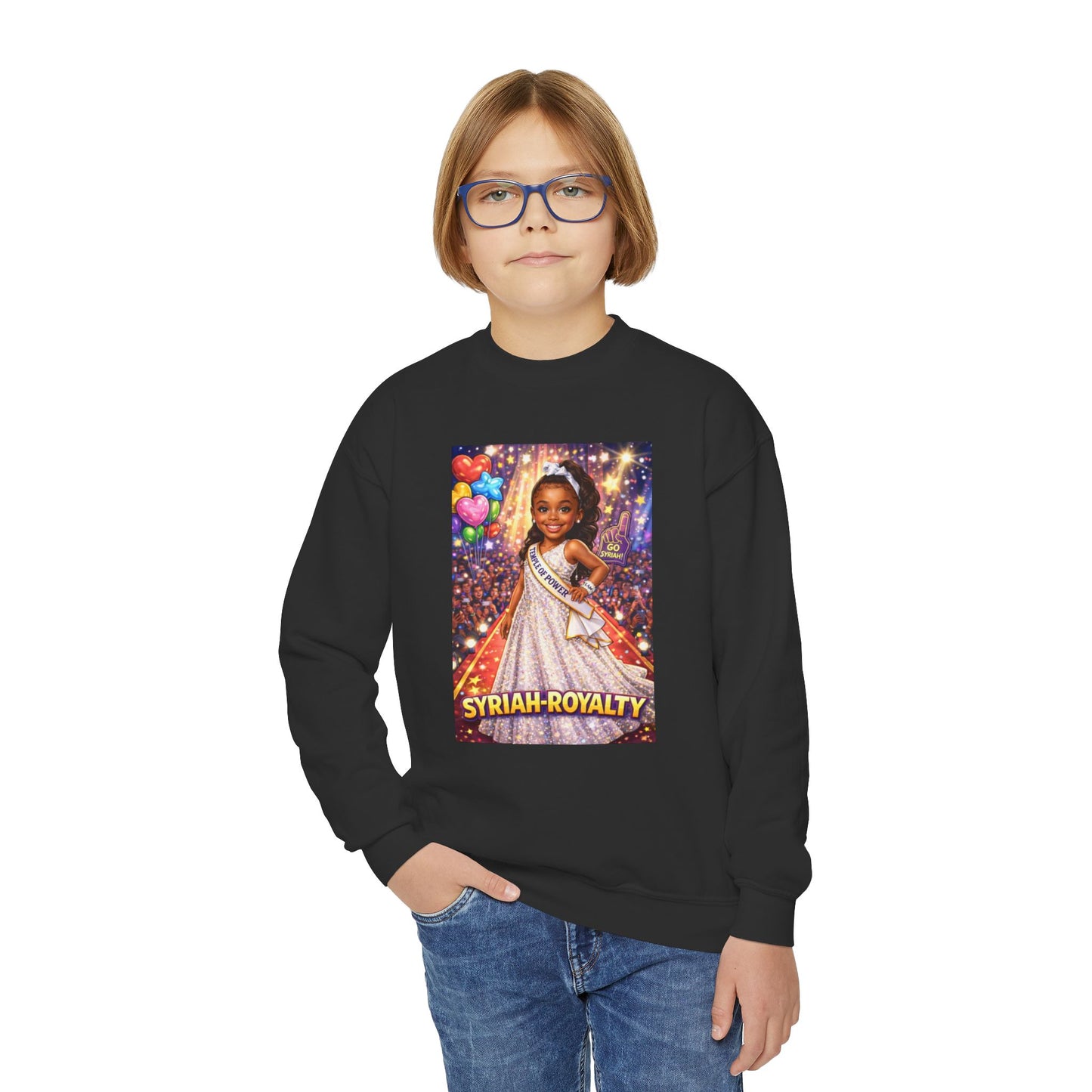 Youth Crewneck Sweatshirt – "Syrian Royalty" Pageant Princess Graphic