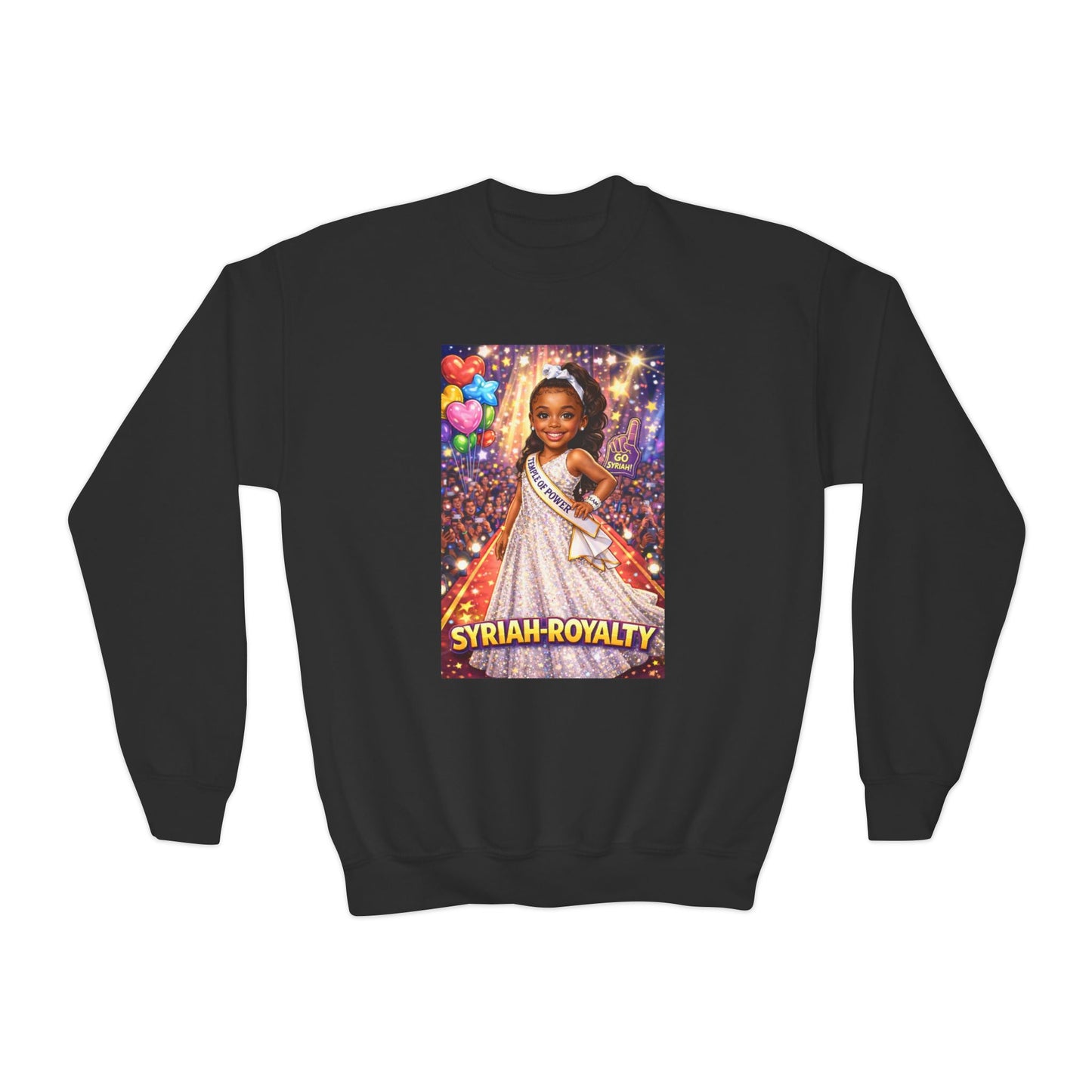 Youth Crewneck Sweatshirt – "Syrian Royalty" Pageant Princess Graphic