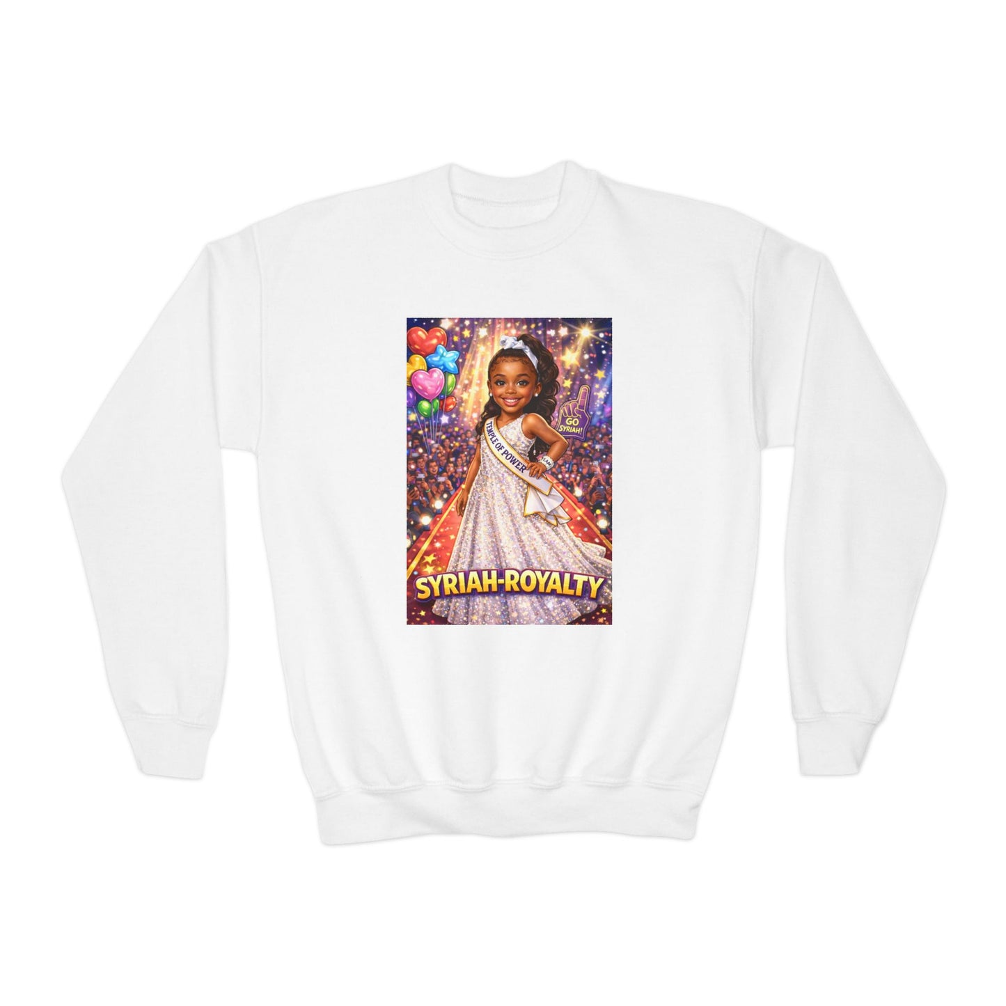 Youth Crewneck Sweatshirt – "Syrian Royalty" Pageant Princess Graphic