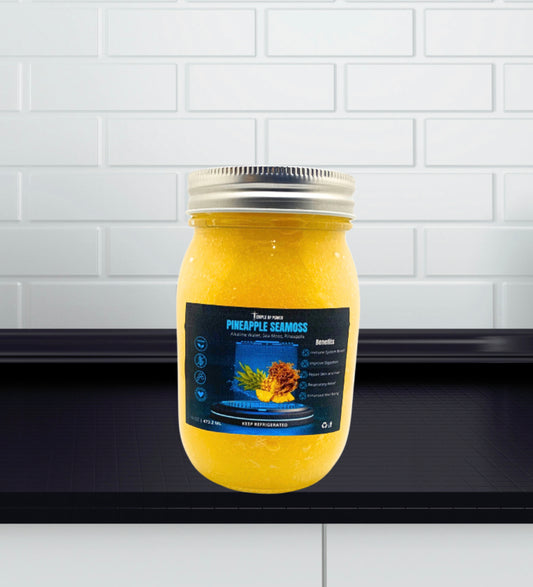 16oz Flavored SEA MOSS GEL- PINEAPPLE (Wild Crafted) - Temple Of Power